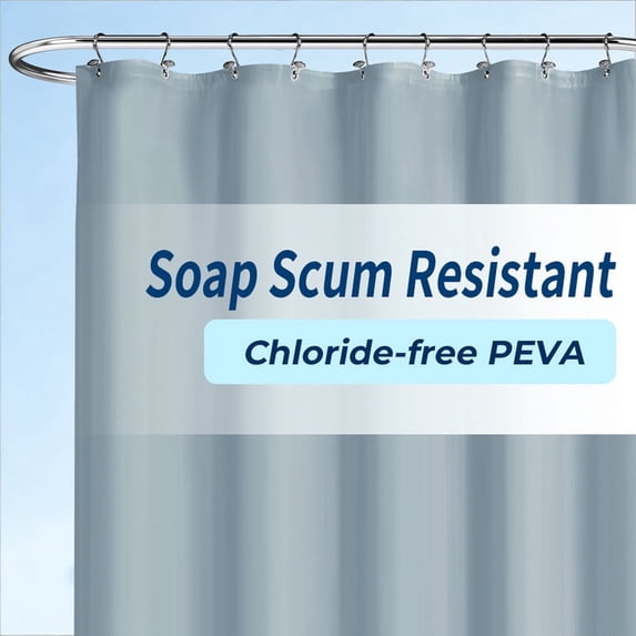 Yiannan Stone Blue PEVA Shower Curtain Liner, Rustproof Grommets, Waterproof, 3 Magnets,71x72