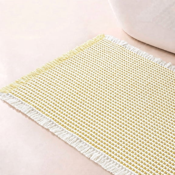 Yiannan Waffle Bath Rug,Non Slip Washable Absorbent & Quick Dry Bathroom Mat,Cream & White Block,20*32