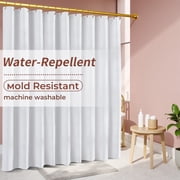 Yiannan Waterproof Fabric Shower Curtain Liner with 3 Magnets,Machine Washable，Mold Resitant，Extra Wide 108x72inch,White