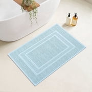 Yiannan 17x24 Inch Cotton Bath Rug, Soft Absorbent Non Slip Mat, Machine Washable Non Shedding, Fashionable Mat for Bathroom, Kitchen and Laundry,Pale Blue