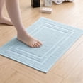 thumbnail image 1 of Yiannan 17x24 Inch Cotton Bath Rug, Soft Absorbent Non Slip Mat, Machine Washable Non Shedding, Fashionable Mat for Bathroom, Kitchen and Laundry,Pale Blue, 1 of 8