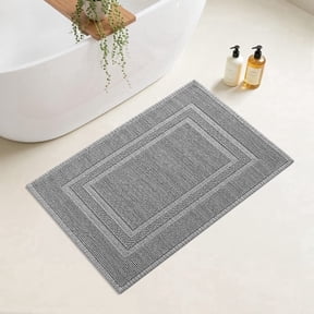 Yiannan 17x24 Inch Cotton Bath Rug, Soft Absorbent Non Slip Mat, Machine Washable Non Shedding, Fashionable Mat for Bathroom, Kitchen and Laundry,Dark Gray