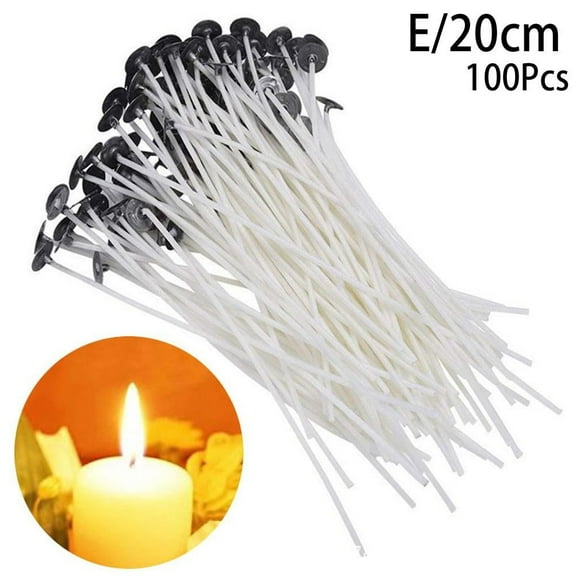 Yiasten 100pcs 8" Pre-Tabbed Candle Wicks, Cotton Core with Metal Tabs for DIY Soy Wax & Beeswax Candle Making Supplies