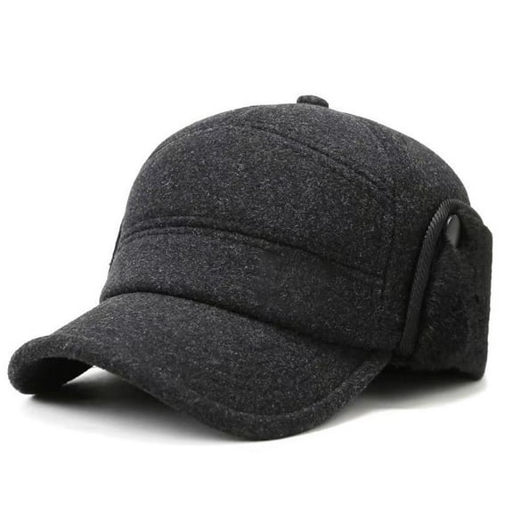 Yiasten Winter Middleaged and Elderly Mens Warm Baseball Hat, PU Leather Plush Insulation Cap