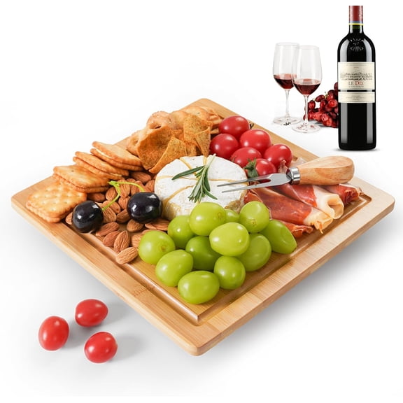 Yibidys Charcuterie Boards Cheese Board Set, Small Charcuterie Board Bamboo Cheese Board with Slide-Out Drawer, House Warming Gifts New Home, Wedding Gifts for Couple, Bridal Shower Gift