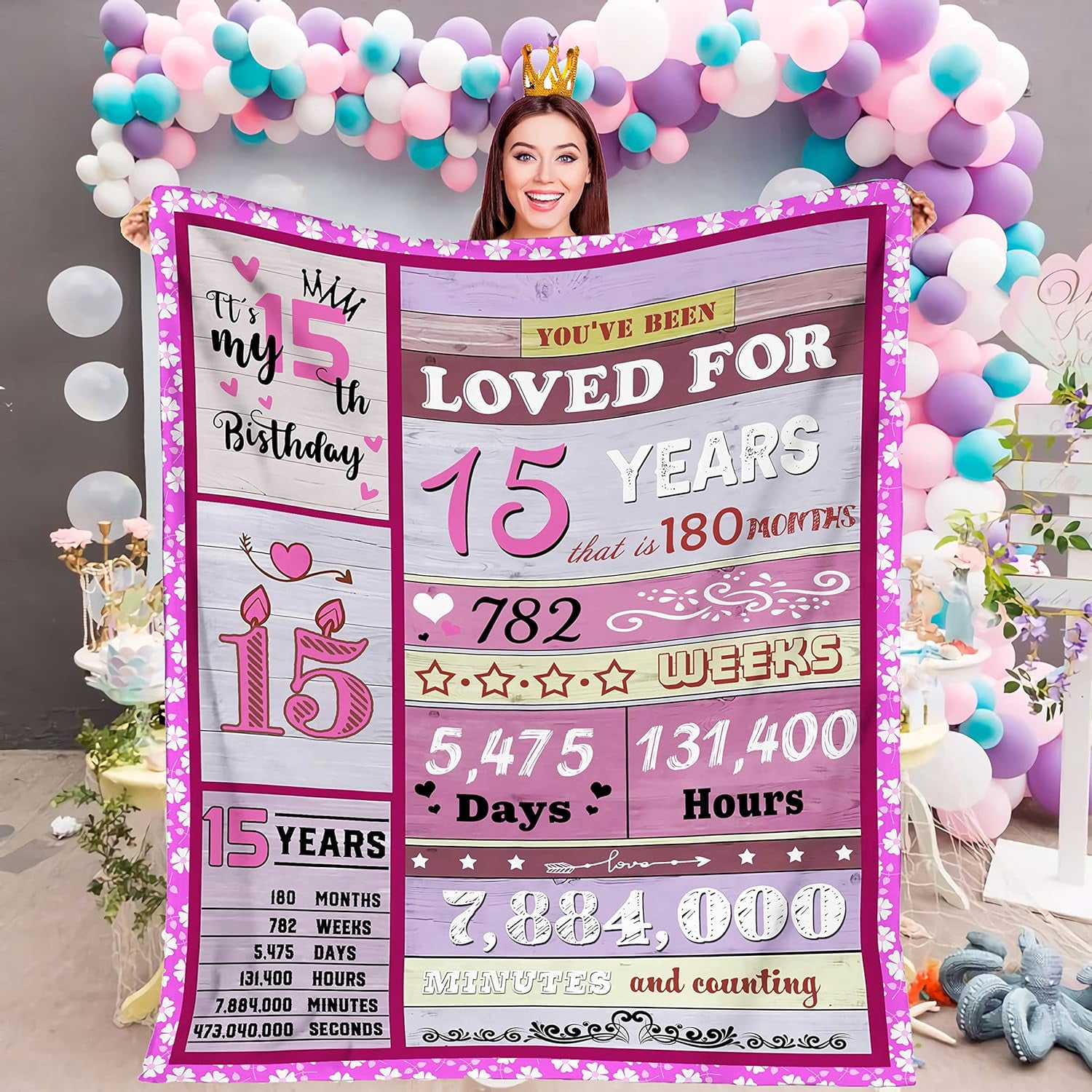 Yibo 15 Year Old Girl Gifts for Birthday Blanket 15th Birthday Gifts ...
