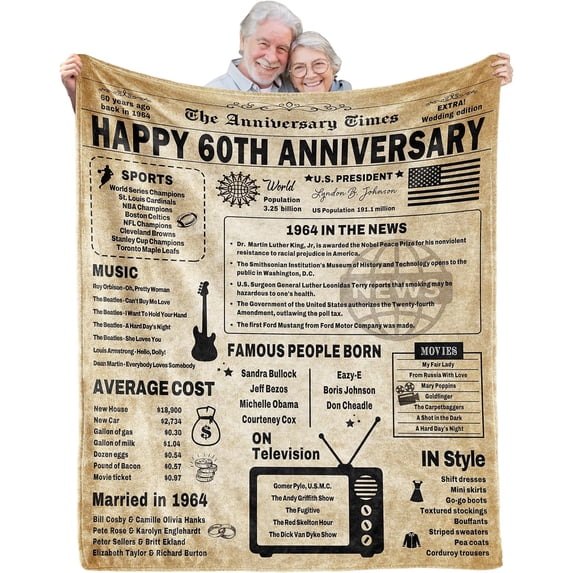 Yibo 50th Anniversary Blanket Gifts Gift for 50th Wedding Anniversary Golden 50 Years of Marriage Gifts for Couple Wife Husband Dad Mom Parents Grandpa Grandma Grandparents Back