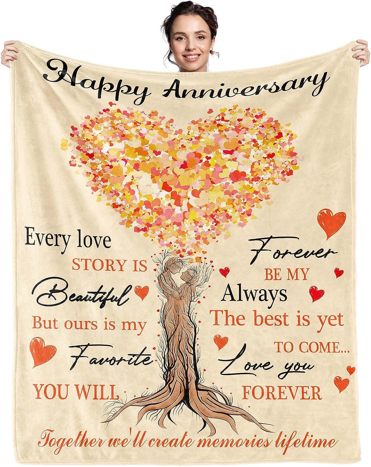 60th Wedding Anniversary Blanket - Diamond Anniversary Gift For Couple, Parents, Grandparents, 50x60 Inches