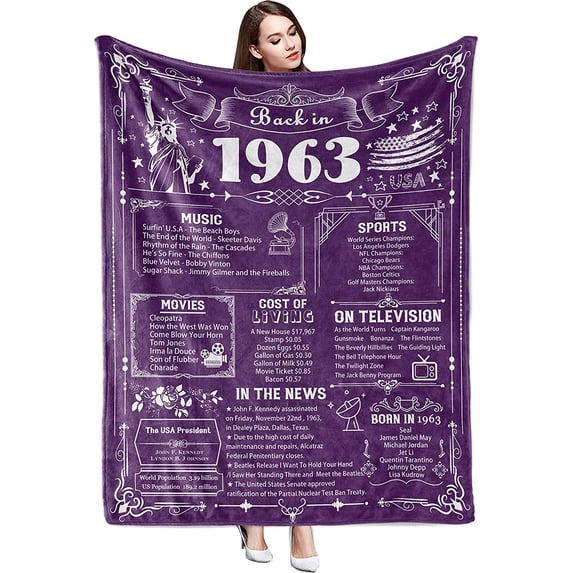 Yibo 60th Birthday Gifts Blanket Flannel Soft and Comfortable Anti-static Bed Sofa Blanket