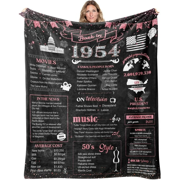 Yibo 60th Birthday Gifts for Women Blanket Flannel Soft and Comfortable Anti-static Bed Sofa Blanket