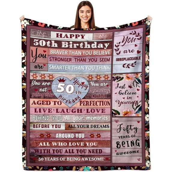 Yibo 70th Birthday Gifts for Women, 70th Birthday Blanket for Mom from Daughter, 70th Birthday Gift Ideas for Women Men, Birthday