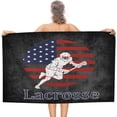 thumbnail image 1 of Yibo American Flag Lacrosse Beach Towels Abstract Retro Sports Theme Lacrosse Sauna Beach Gym, 1 of 8