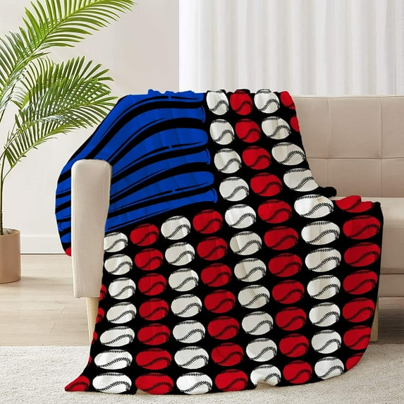 Yibo Baseball Blanket Flannel Soft and Comfortable Anti-static Bed Sofa Blanket