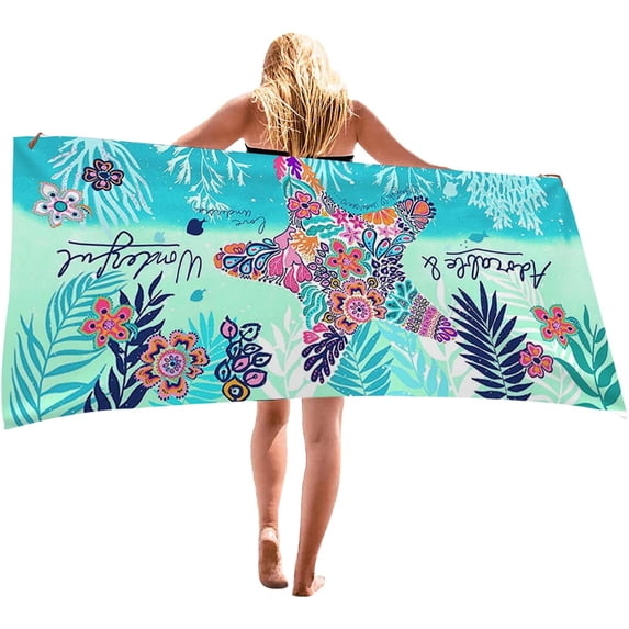 Yibo Beach Towel,Quick Dry Towel for Women Men Girls Kids, Cool Pool Towels Beach Accessories Absorbent Towel