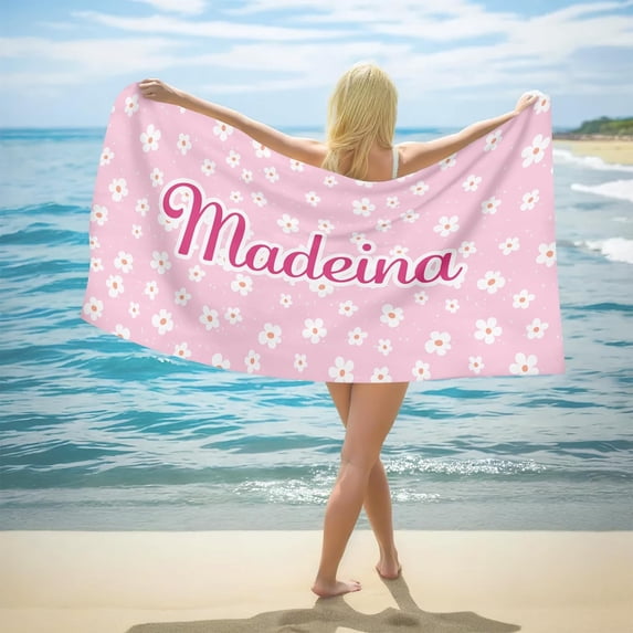 Yibo Beach Towel with Travel Bag - Soft Absorbent Flowers Pattern Lightweight Quick Dry Bath Pool Towels for The Swimming Sports Toddler Adults