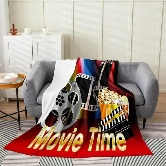 Yibo Bed Blanket Vintage Disc Print Plush Throw Blanket for Kids Decor CD Musical Pattern Flannel Fleece Blanket Guitar Instruments Popstar Party Baby