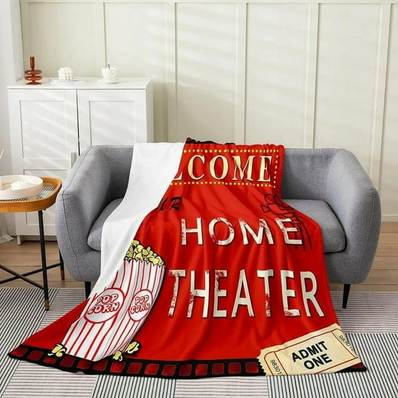 Yibo Bed Blanket Vintage Disc Print Plush Throw Blanket for Kids Decor CD Musical Pattern Flannel Fleece Blanket Guitar Instruments Popstar Party Baby