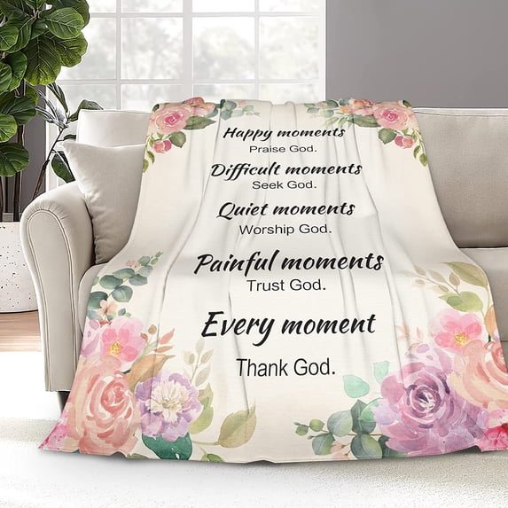 Yibo Bible Verse Blanket Flannel Soft and Comfortable Anti-static Bed Sofa Blanket
