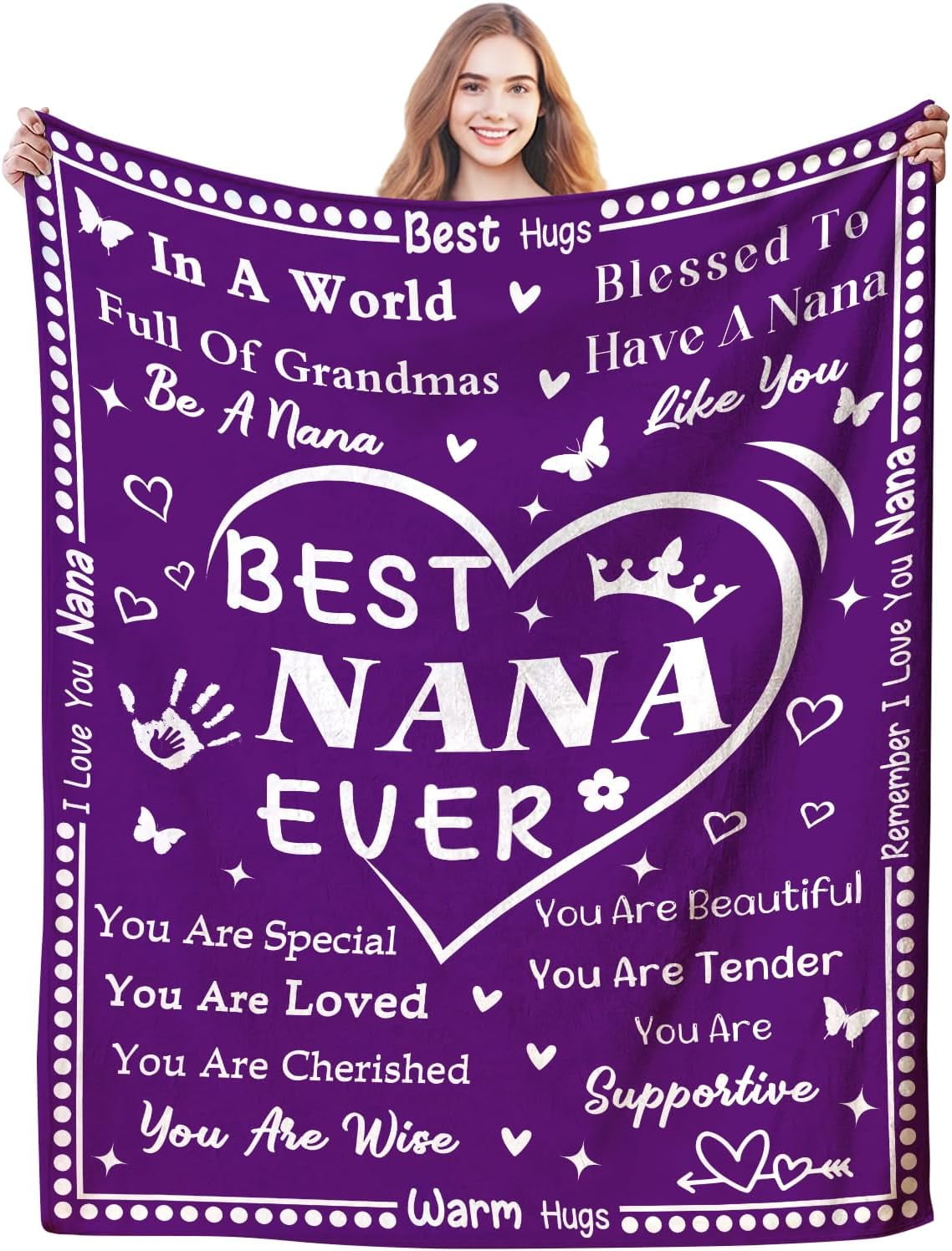 Yibo Birthday Gifts for Grandma Blanket,3D Printed Nana Grandma