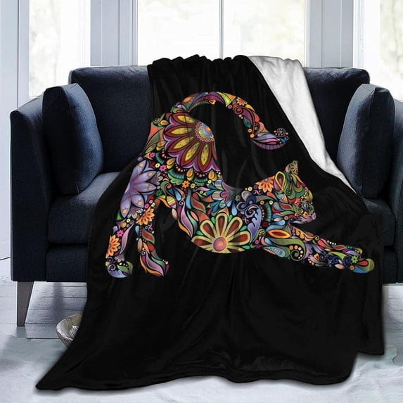 Yibo Black Cat Blanket Flannel Soft and Comfortable Anti-static Bed Sofa Blanket