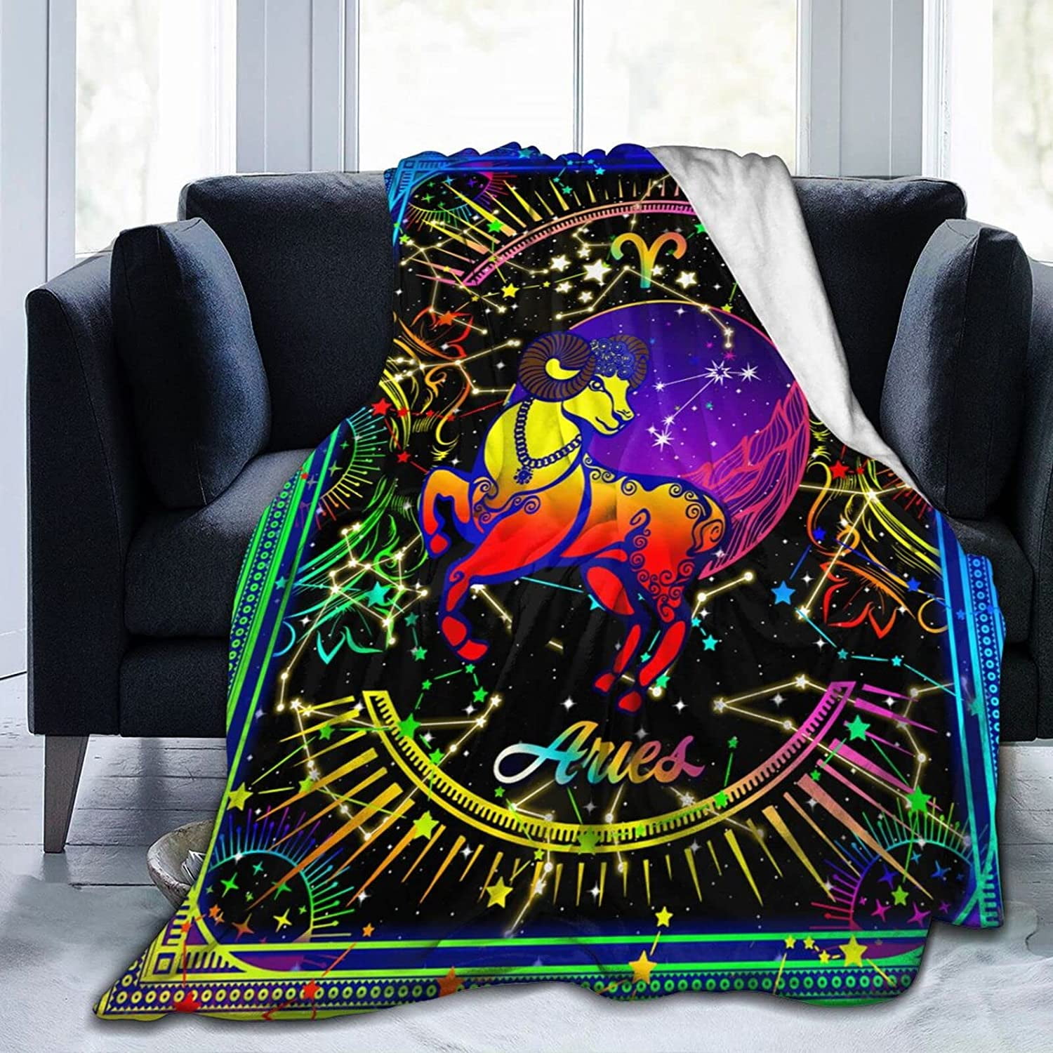 Yibo Blanket Flannel Constellations Blankets Zodiac Sign for Couch Bed Sofa Traveling Camping Walmart