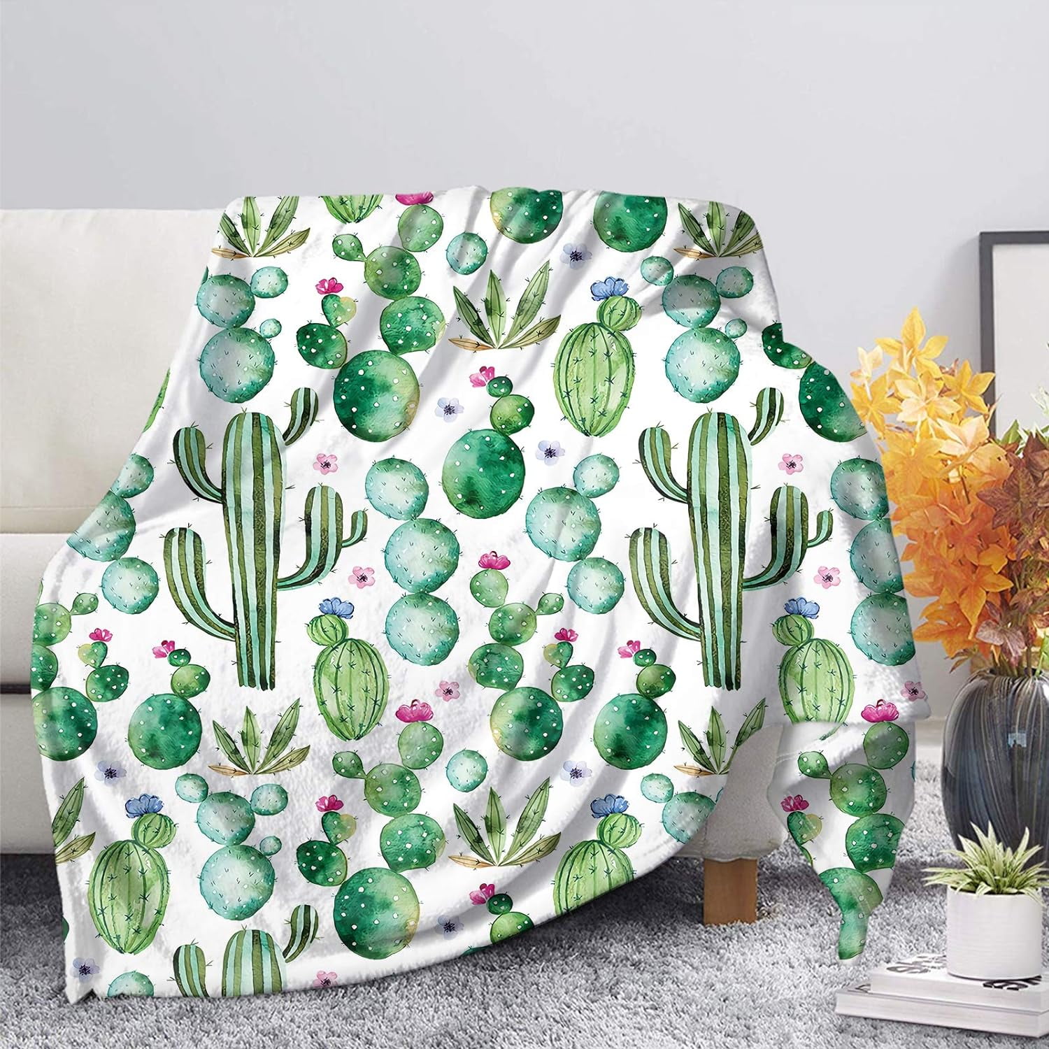 Blue Butterfly Pattern Print Hooded Blanket
