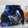 thumbnail image 1 of Yibo Blue Butterfly Sunflower Print Blanket Flannel Soft and Comfortable Anti-static Bed Sofa Blanket, 1 of 5