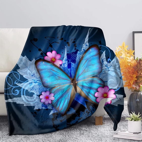 Yibo Blue Dolphin Pattern Blanket Flannel Soft and Comfortable Anti-static Bed Sofa Blanket