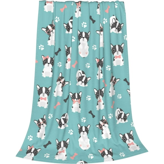 Yibo Boston Terrier Blanket Soft Lightweight Cozy Boston Dog Print Sofa Throw Blankets Gift for Women Adults Dog Lover