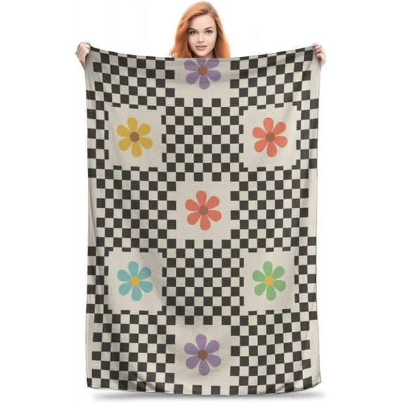 Yibo Checkered Plush Blanket Flannel Soft and Comfortable Anti-static Bed Sofa Blanket