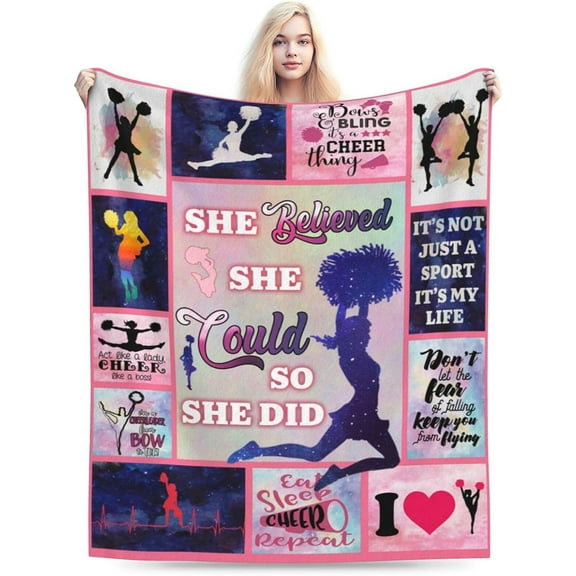 Yibo Cheer Blankets for Girls Cheerleader's Cheerleader Gifts Blanket Ultra-Soft Cheerleaders Gifts Blanket Cozy Warm Throw Blanket Cheer Coach Gift Cheer Squad Birthday Gift Ideas for Teens Kids