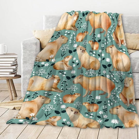 Yibo Cute Cabybara Blanket Cabybara Gift Blanket Capybara Lovers Home Decor Blanket for All Seasons Super Soft Funny Animal Flannel Blanket for Couch/Travel/Camping for Teens