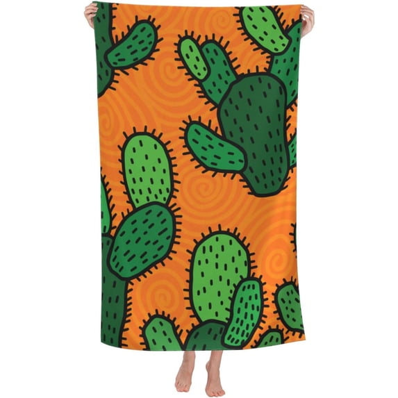 Yibo Cute Cactus Bath Towel Quick Dry Pool Towel Ultra Absorbent Towel Lightweight Shower Towel for Bathroom Outdoor Swimming