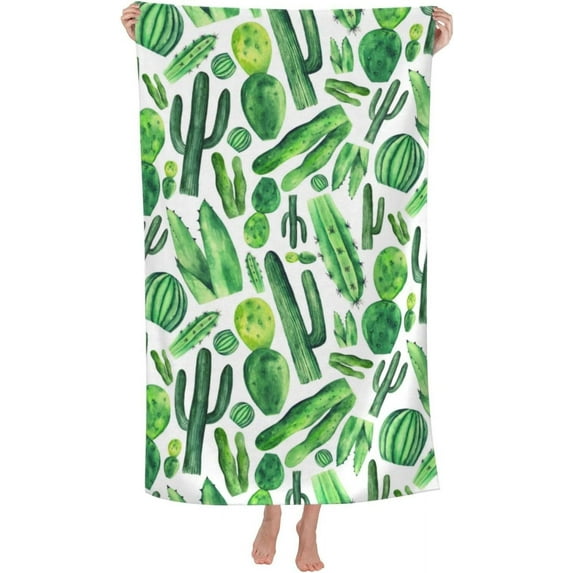 Yibo Cute Cactus Bath Towel Quick Dry Pool Towel Lightweight Shower Towel for Bathroom Outdoor Swimming
