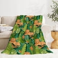 thumbnail image 1 of Yibo Cute Dinosaur, Tropic Leaves Flower Christmas Blanket Gift, Ultral Soft Cozy Warm Flannel Fleece Blanket for Animal Lover Suit for Sofa, Couch, Bed, Travel M Blanket for Teens, 1 of 9