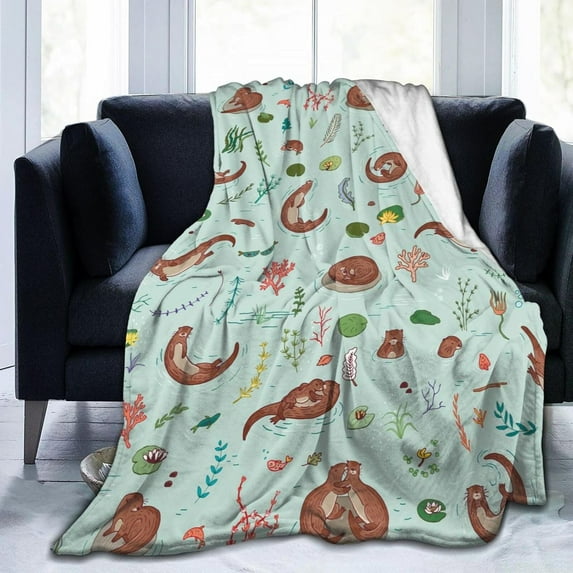 Yibo Cute Hedgehog Autumn Leaves Blanket, Soft Blankets Flannel Bed Throw Cozy Lightweight Plush Gifts for Kids Boys Girls Women Men Sofa Couch Bedroom Living Rooms Warm All Season