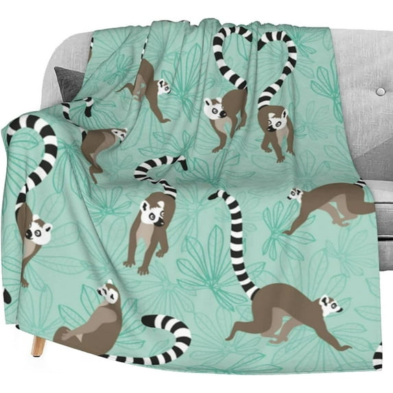 Yibo Cute Lemurs Soft Lightweight Flannel Fleece Blanket for Couch Bed Sofa Travelling Camping for Kids Adults