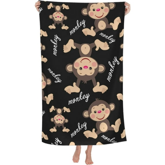 Yibo Cute Monkey Print Towel Quick Dry Ultra Absorbent Lightweight Shower Towel for Bathroom Outdoor Swimming
