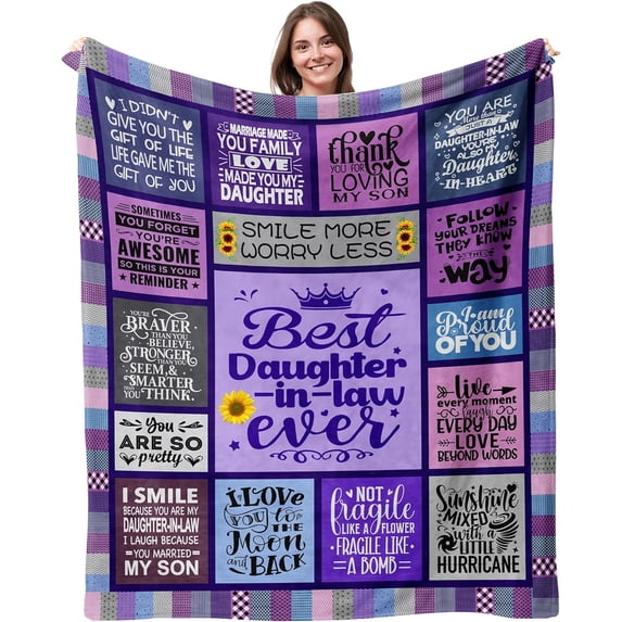 Yibo Daughter in Law Gifts Gifts for Daughter in Law Blanket Birthday Gifts for Daughter in Law Daughter in Law Wedding Gifts Unique Gift for Future Daughter in Law Throw Blanket