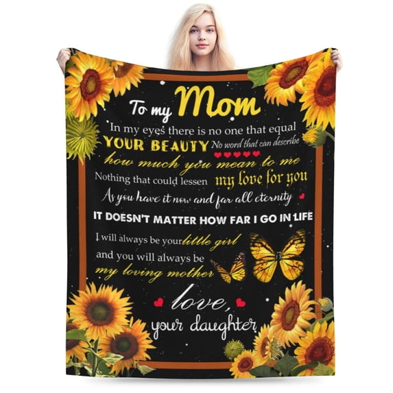 Yibo Flannel Blanket Yellow Sunflower Border Blanket The Best Gift For Mom Mother's Day Gift Throw Bedding Room Decor Flannel Blankets for Bed Sofa
