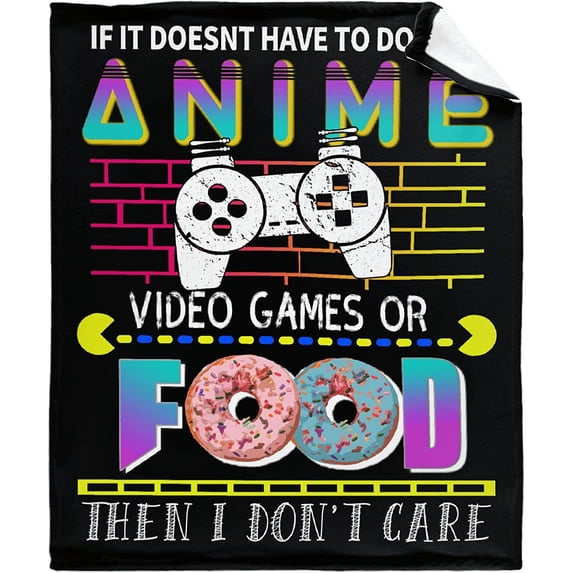 Yibo Flannel Fleece Bed Blanket Anime Game Video Food Lightweight Cozy for Bedroom All Season Sofa Decor Gift for Kids