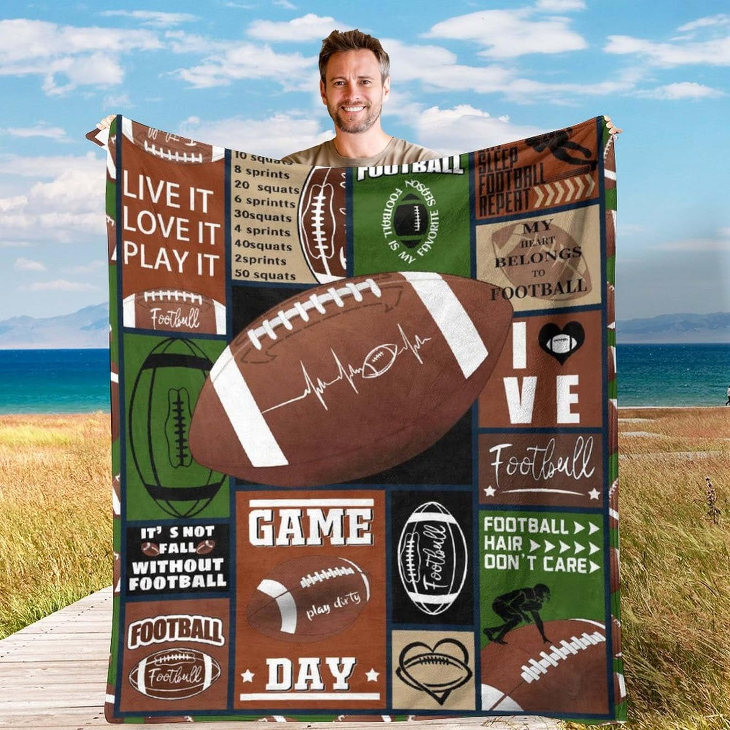 Yibo Flannel Fleece Blanket - American Football Field Green Throw Blanket  for Bedroom Couch Travelling Comfortable All Season Air Conditioning Blanket  for Adult Chidern - Walmart.com, image size:1500x1500