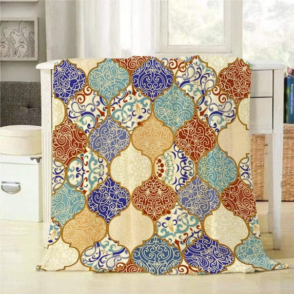 Yibo Floral Folk Art Blanket Flannel Soft and Comfortable Anti-static Bed Sofa Blanket