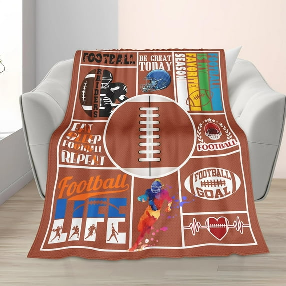 Yibo Football Gifts Soft Flannel Football Blankets Gifts for Boys Kids Men Warm Cozy Blanket Gifts for Football Players/Lovers Football Team Gifts for Who Loves Football Blanket