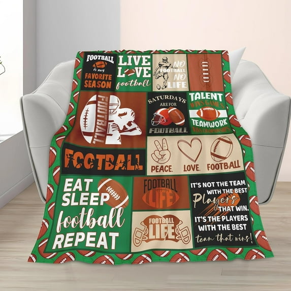 Yibo Football Gifts Soft Flannel Football Blankets Gifts for Boys Kids Men Warm Cozy Blanket Gifts for Football Players/Lovers Football Team Gifts for Who Loves Football Blanket