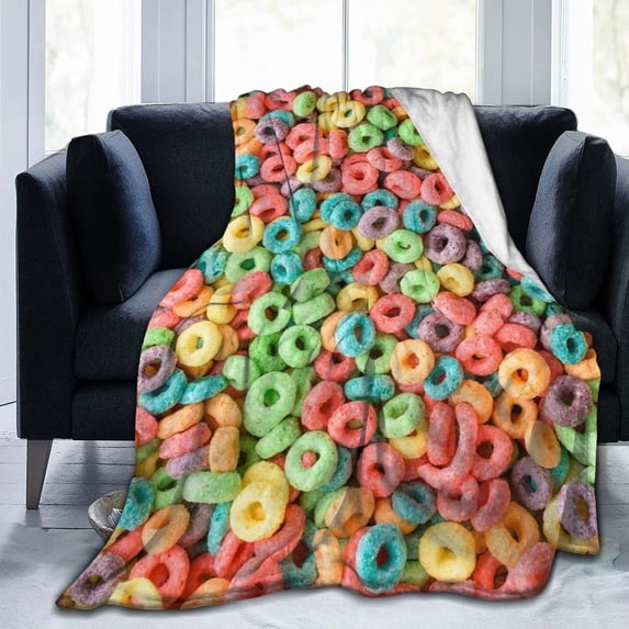 Yibo Fruit Hoops Cereal Blanket Flannel Soft and Comfortable Anti-static Bed Sofa Blanket