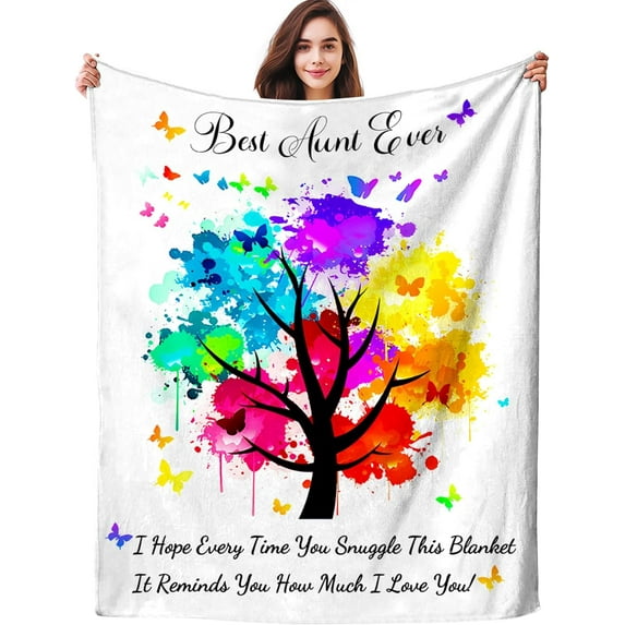 Yibo Gifts for Aunt Blanket Throw Mothers Day Birthday Gifts for Aunt Blankets Best Aunt Ever Gifts from Niece Nephew