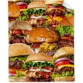 thumbnail image 1 of Yibo Hamburger Fleece Flannel Gift Blanket Realistic Interesting Food Blanket Lightweight Soft Cute Cozy Blanket for Bed Couch Travel Outdoor for Teens, 1 of 8