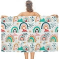 thumbnail image 1 of Yibo Hippie Floral Bath Beach Towel 70s Daisy Vintage Watercolor Floral Striped Fabric Modern Aesthetic Print Soft Bath Towel, 1 of 8