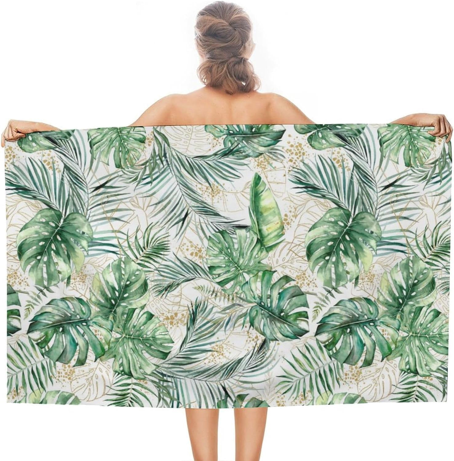 Yibo Hippie Floral Bath Beach Towel Vintage Watercolor Floral Striped ...